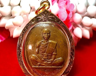 K607 Thai Amulet Pendant, Lp Koon, Wat Banrai, Lucky, Talisman, Charm, Protection, Antique, Buddhist, Magic, Vintage Buddha, Free Shipping