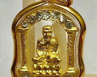 L006 Antique Vintage Lp Tuad Pendant Thai Temple Asia Buddha Amulet Talisman Unisex Lucky Charm Prayer Beads Protection Blessing Magic Gifts