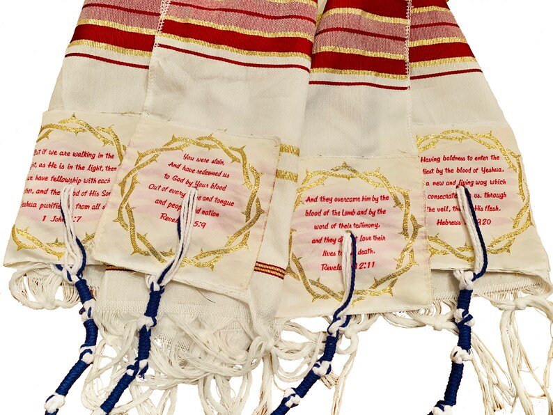 The Blood of Yeshua Jesus Messianic Christian Red Prayer Shawl Etsy