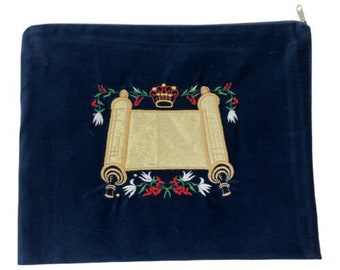 Jewish Torah Velvet Tallit  embroidered prayer shawl ZIPPER BAG 13" x 10"