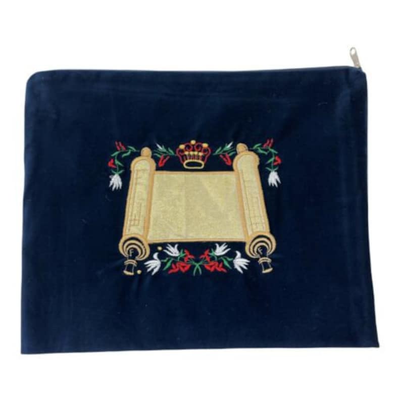 Jewish Torah Velvet Tallit embroidered prayer shawl ZIPPER BAG 13 x 10 image 1