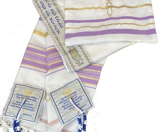 Purple New Convenant Messianic Tallit 72x22 Prayer Shawl with Matching bag
