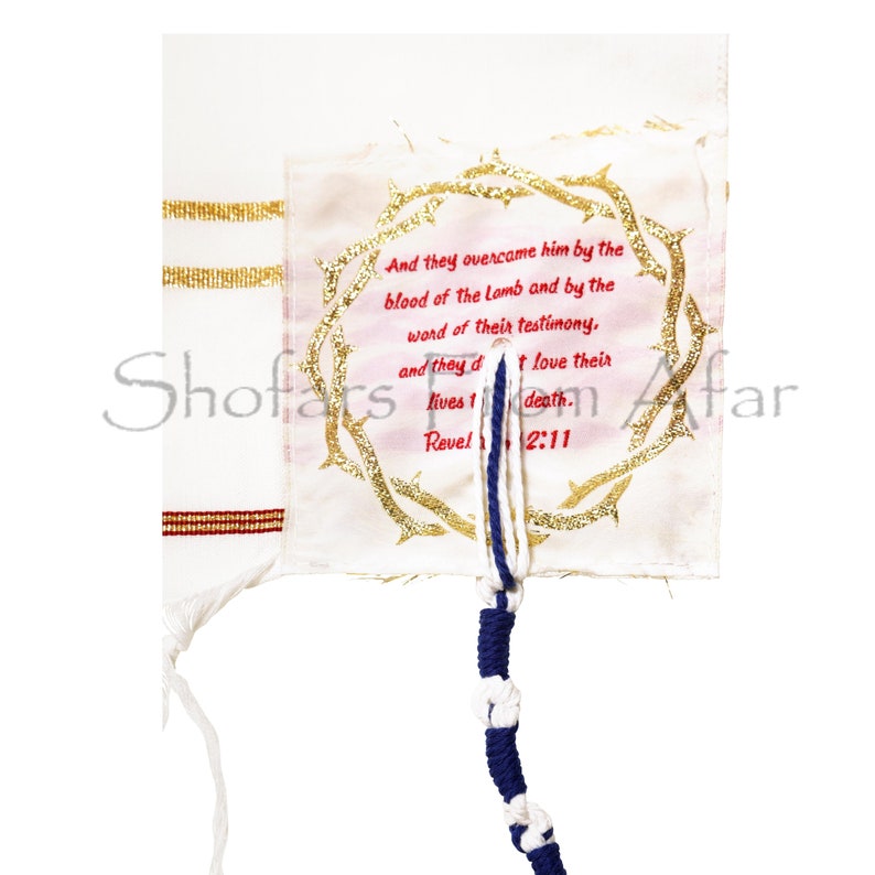 The Blood of Yeshua Jesus Messianic Christian Red Prayer Shawl Tallit & Yeshua Talit Bag image 7