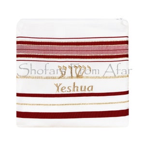 The Blood of Yeshua Jesus Messianic Christian Red Prayer Shawl Tallit & Yeshua Talit Bag image 2