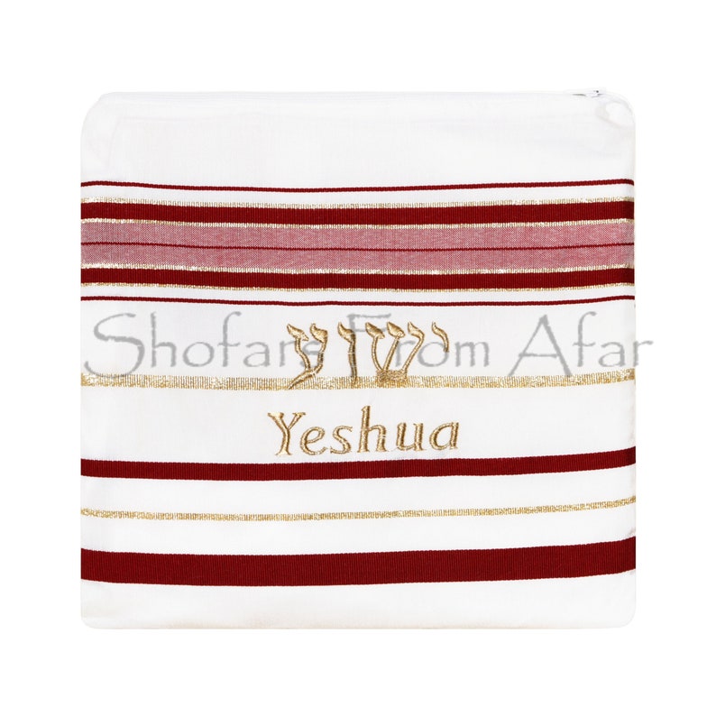 The Blood of Yeshua Jesus Messianic Christian Red Prayer Shawl Tallit & Yeshua Talit Bag image 2
