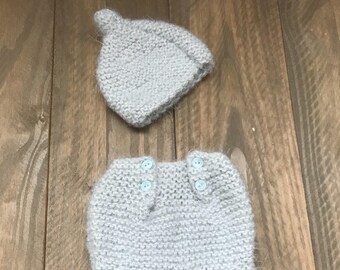 Pantalones recién nacidos, sombrero recién nacido, traje de recién nacido unisex, sombrero de bebé, fotografía del recién nacido, prop de la foto del bebé