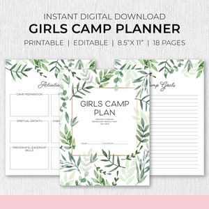 Young Women Girls Camp Planner, Planner, Bundle, YW Camp, LDS Girls Camp, Printable