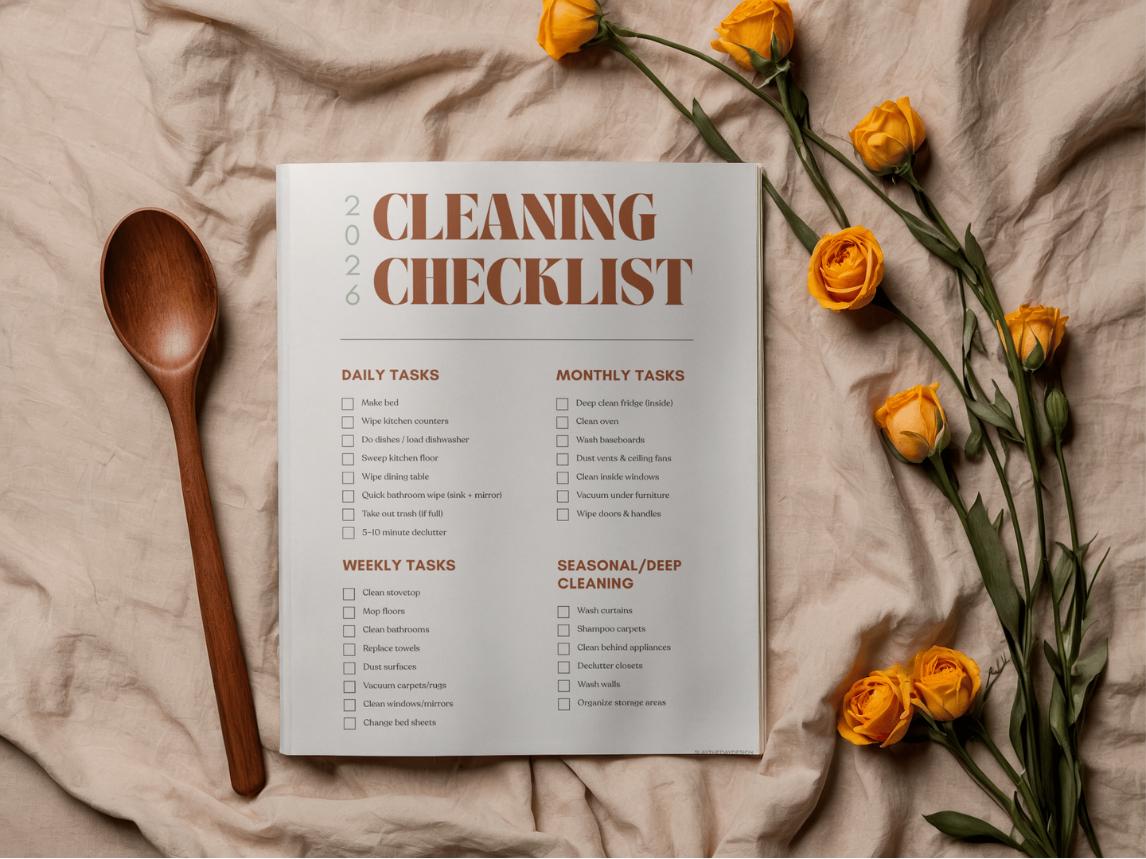 Checklist Clean Modern EDITABLE Modern Boho Cleaning Checklist Printable Planner Template ...