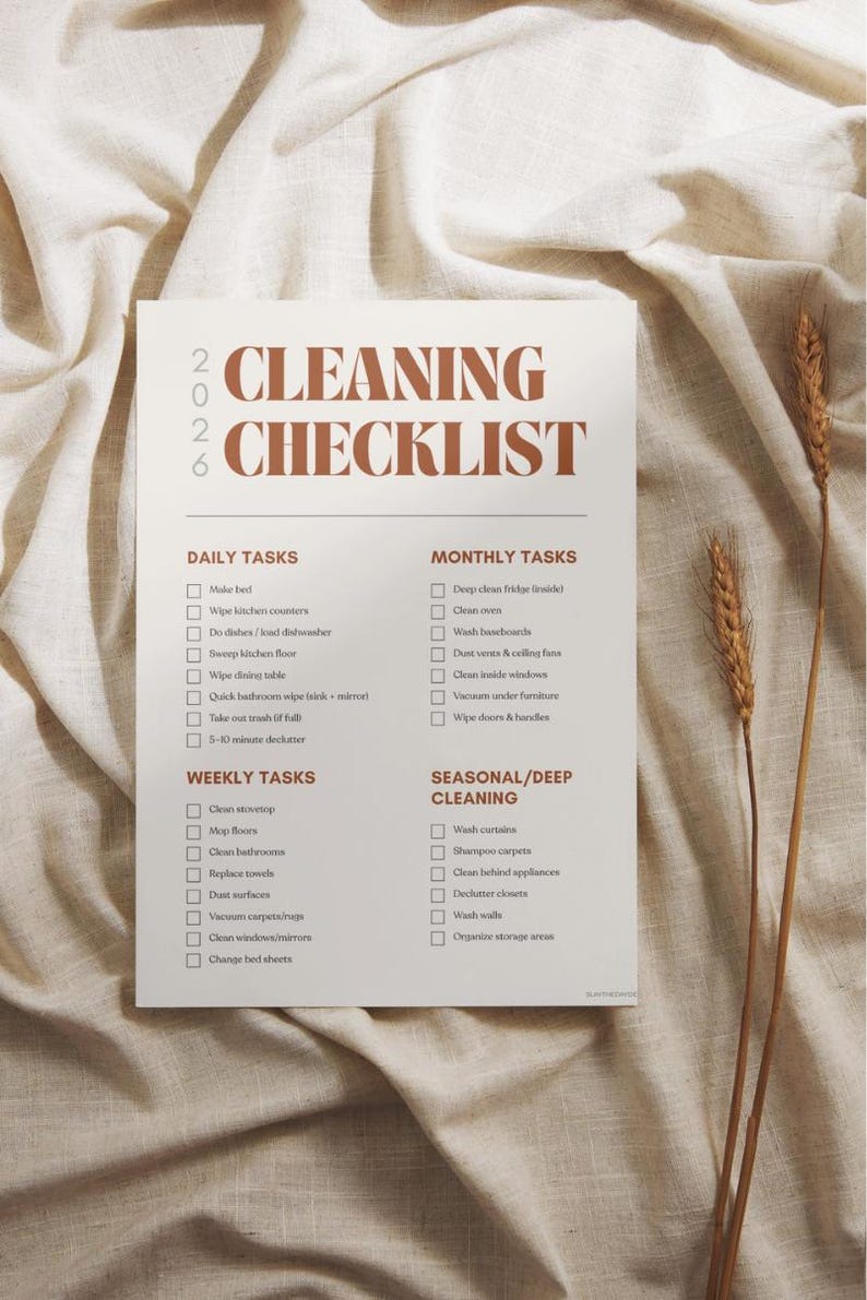 Checklist Clean Modern EDITABLE Modern Boho Cleaning Checklist Printable Planner Template ...