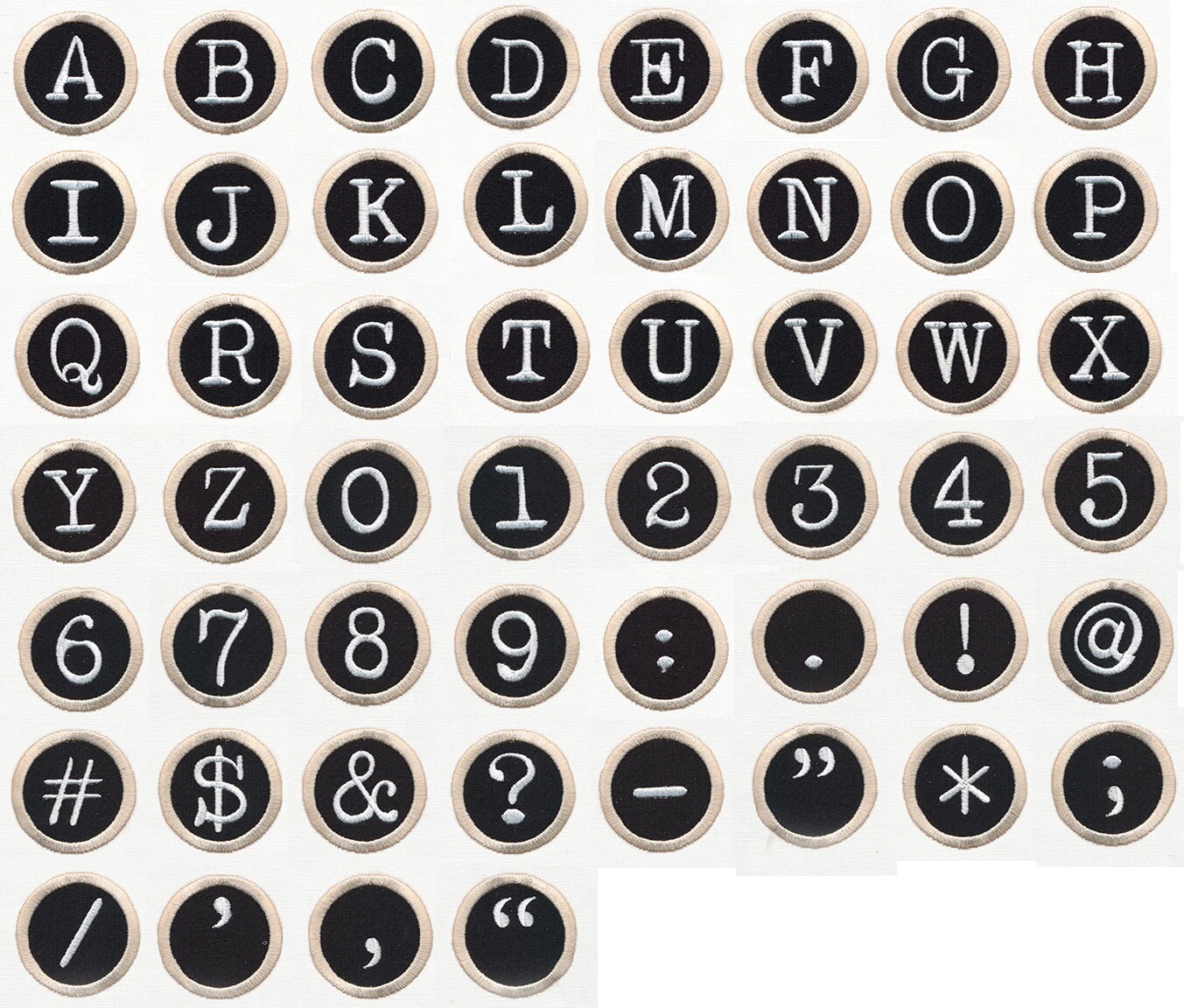Typewriter button style embroidered letter or symbol sewon Etsy