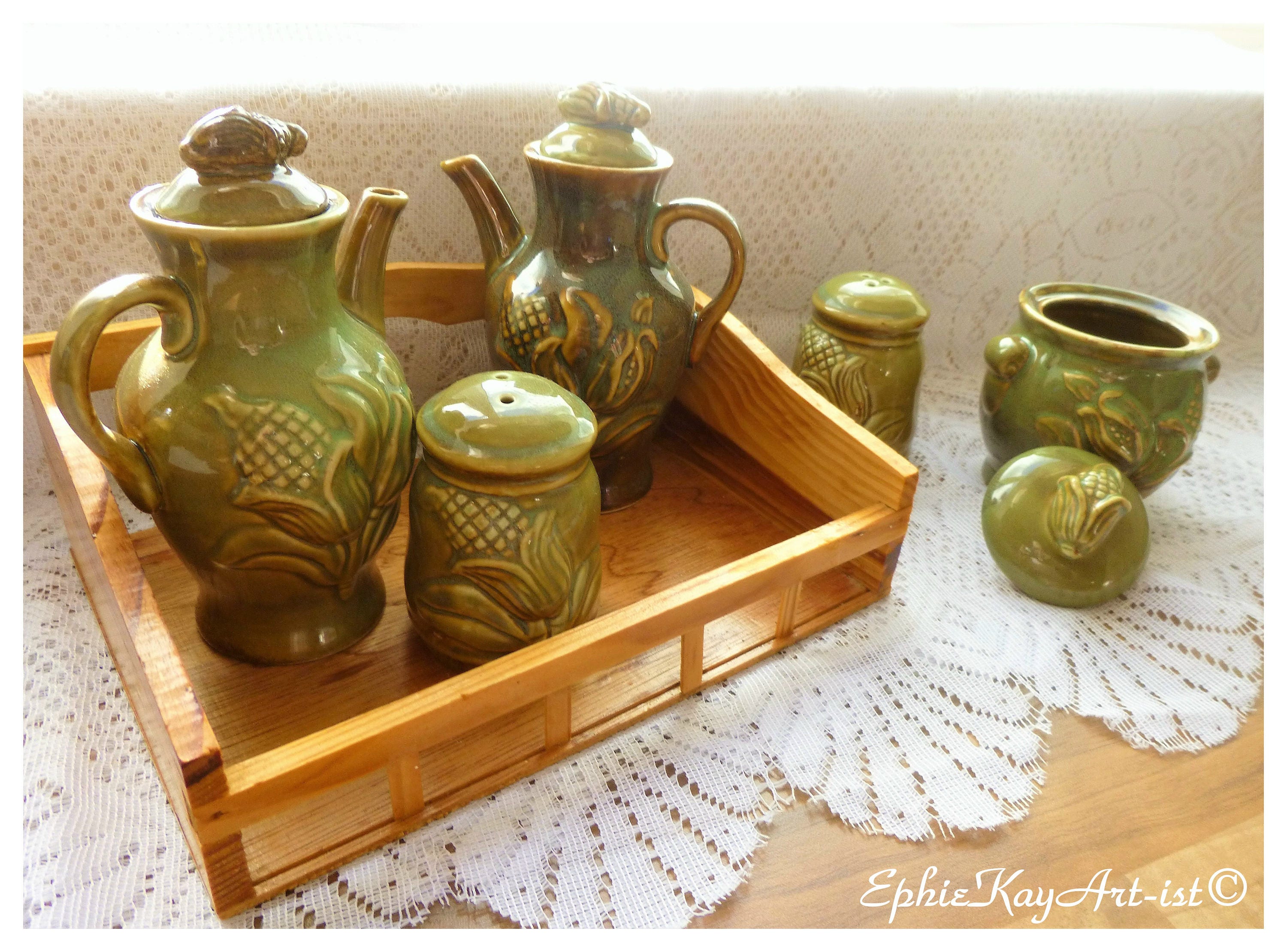 Olive Oil Cruets Handmade Vintage 5Pc Ceramic Cruet Set Etsy