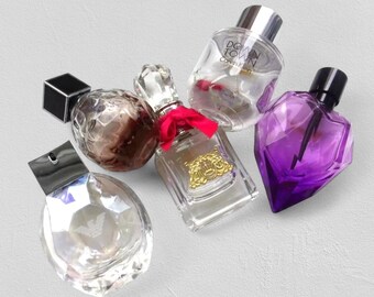 Designer Perfume Bottle Set: Vintage Y2K Style, Faceted Glass, Refillable Bottles, Clear & Tinted Finish