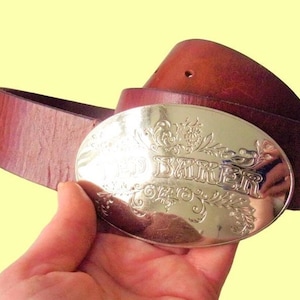 Vintage Ted Baker Leather Belt: Floral Buckle, 90s Rocker Style