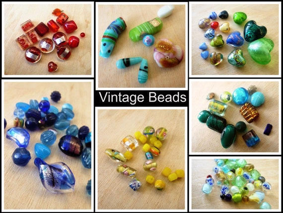 Large Murano Glass Beads Crafts Assorted Multicoloured Glass Crystal Beads  Bulk Uk 80s Beads Vintage Lamp Work Beads Handmade Vintage Beads 