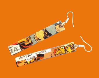 Pendientes de cómic: joyas de superhéroes de arte pop hechas a mano