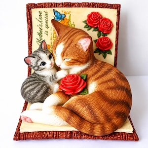 Country Artists, Vintage Cat Figurine, Kitten Tales, Mother Cat & Kitten, Cottagecore Collectible, British Cat Decor, Collectors Item
