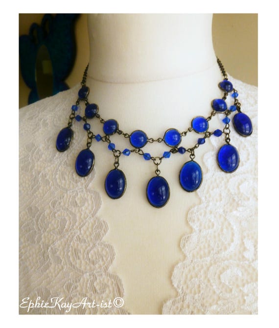 Flapper Necklace Glass Pendant Blue - Murano Glass Bead Necklace Uk Flapper Necklace Glass Pendant Blue - Murano Glass Bead Necklace Uk