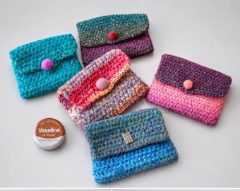 Pochette pour pièces de monnaie en laine tricotée avec accessoire de variété de couleurs