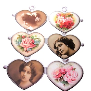 Vintage Locket Tags Shabby Chic Charms, viktorianische Herz Tags, Romantische Scrapbook, Floral Medaillon Charms, handgemachte Geschenkanhänger, umweltfreundliche Anhänger