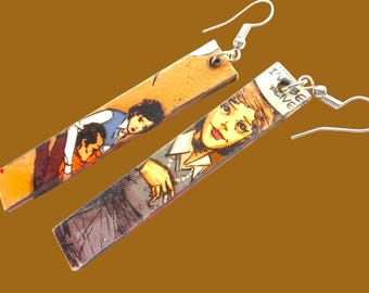 Upcycled Comic Book Earrings: Handmade Pop Art Dangles, Geek Chic Jewelry