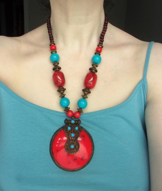 Boho Moroccan Tribal Beads Necklace Berber Exotic… - image 8