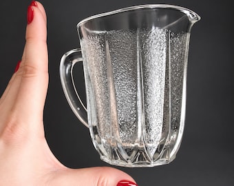 Vintage Glass Creamer Jug, Textured Clear Glass Milk Jug, Mid Century UK Glassware, MCM Tableware, Retro Kitchen Decor