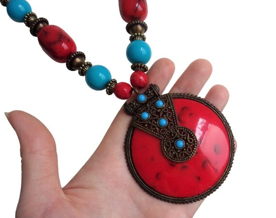 Boho Moroccan Tribal Beads Necklace Berber Exotic… - image 3