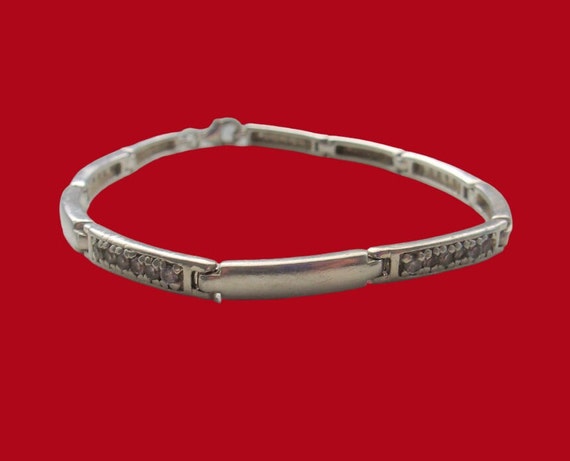 Sterling Silver Tennis Bracelet with Swarovski Cr… - image 10