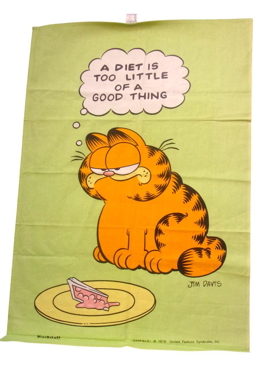 Vintage Garfield Tea Towel: Lazy Days Retro Kitchen Decor - Etsy