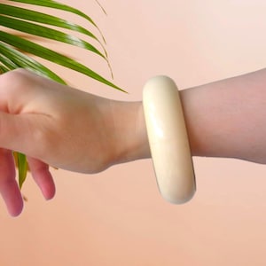 Vintage Brass Lucite Bangle: 70s Boho Cuff Bracelet