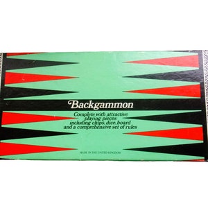Retro 80s Backgammon Set: Foldable Travel Board Game, Midcentury Green