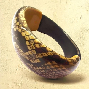 1980s Resin Snake Clamp Bangle, Sculptural Retro Cuff UK to USA