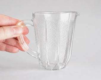 Vintage Frosted Glass Creamer Jug: Mid-Century Modern Tableware (200ml Capacity)