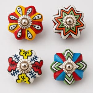 Ceramiczne gałki do szuflad w stylu boho, meble vintage, wystrój Cottagecore, zestaw 10 sztuk