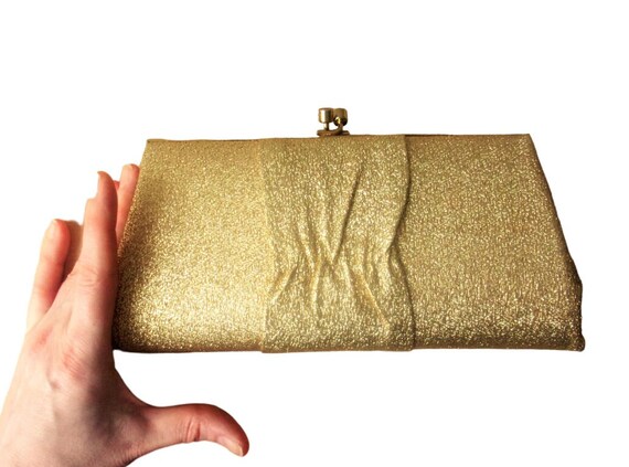 Clarks Handbag UK 80s Fashion Accessory Vtg Gold … - image 1