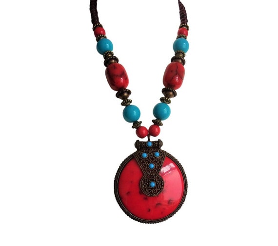 Boho Moroccan Tribal Beads Necklace Berber Exotic… - image 9