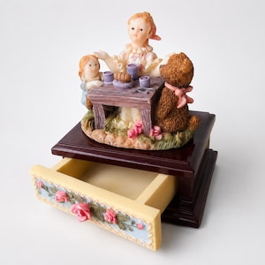 Juliana Miniature Scene Trinket Box: Vintage Porcelain Keepsake image 1