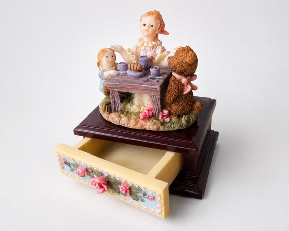 Juliana Miniature Scene Trinket Box: Vintage Porcelain Keepsake