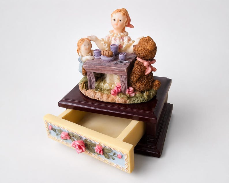 Juliana Miniature Scene Trinket Box: Vintage Porcelain Keepsake image 1