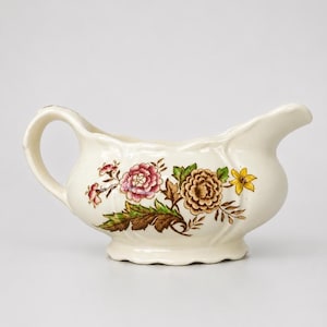 Vintage Palissy Floral Gravy Boat & Creamer Set - 1970s Cottagecore Tableware