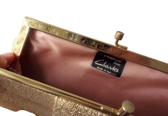 Clarks Handbag UK 80s Fashion Accessory Vtg Gold … - image 6