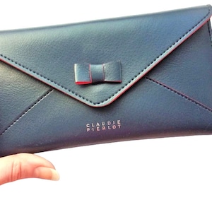 Parisian Bow Navy Vegan Leder Brieftasche Rote Schleife Chic Kupplung Ethisches Mode Geschenk