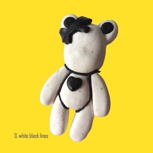 Handmade Bear Pin Geometric Abstract Design, Monochrome Accents, Eco-Friendly Craftsmanship, Perfect Gift for Bear Lovers, Timeless Accessor
