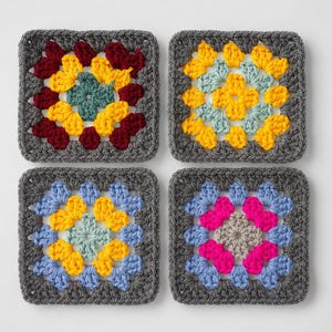 Eco Crochet Granny Squares: Set of 10, Colorful Boho Squares