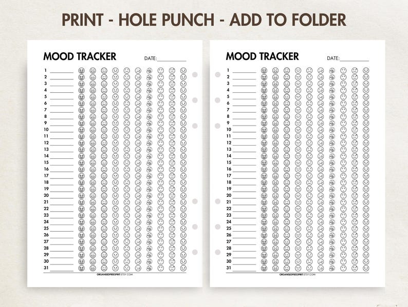 Emoji Mood Tracker Printable & Digital PDF Daily Mood Journal Monthly ...