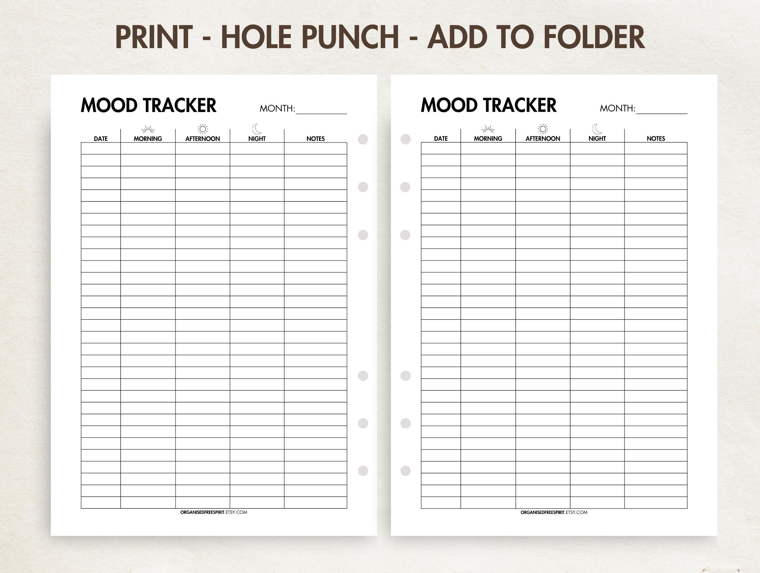 Basic Mood Tracker Printable & Digital PDF Simple Daily Mood Journal ...