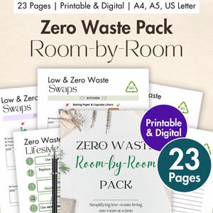 Zero Waste Room-by-Room Pack Zero Waste Checklist Printable Digital Zero Waste Challenge Sustainable Home Planner Eco Living