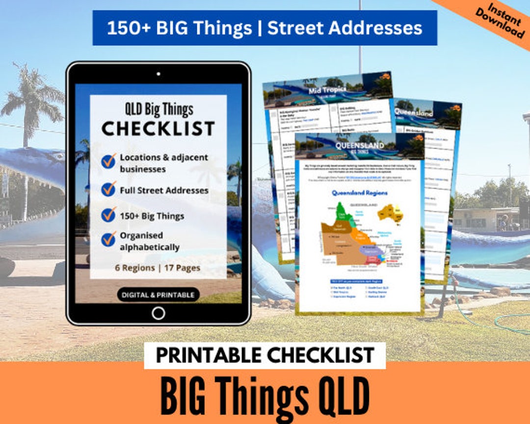 QLD Big Things Checklist Printable & Digital Queensland Iconic Roadside — free download