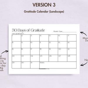 30 Days of Gratitude Journal Printable Digital Monthly Gratitude Calendar Gratitude Journal ...