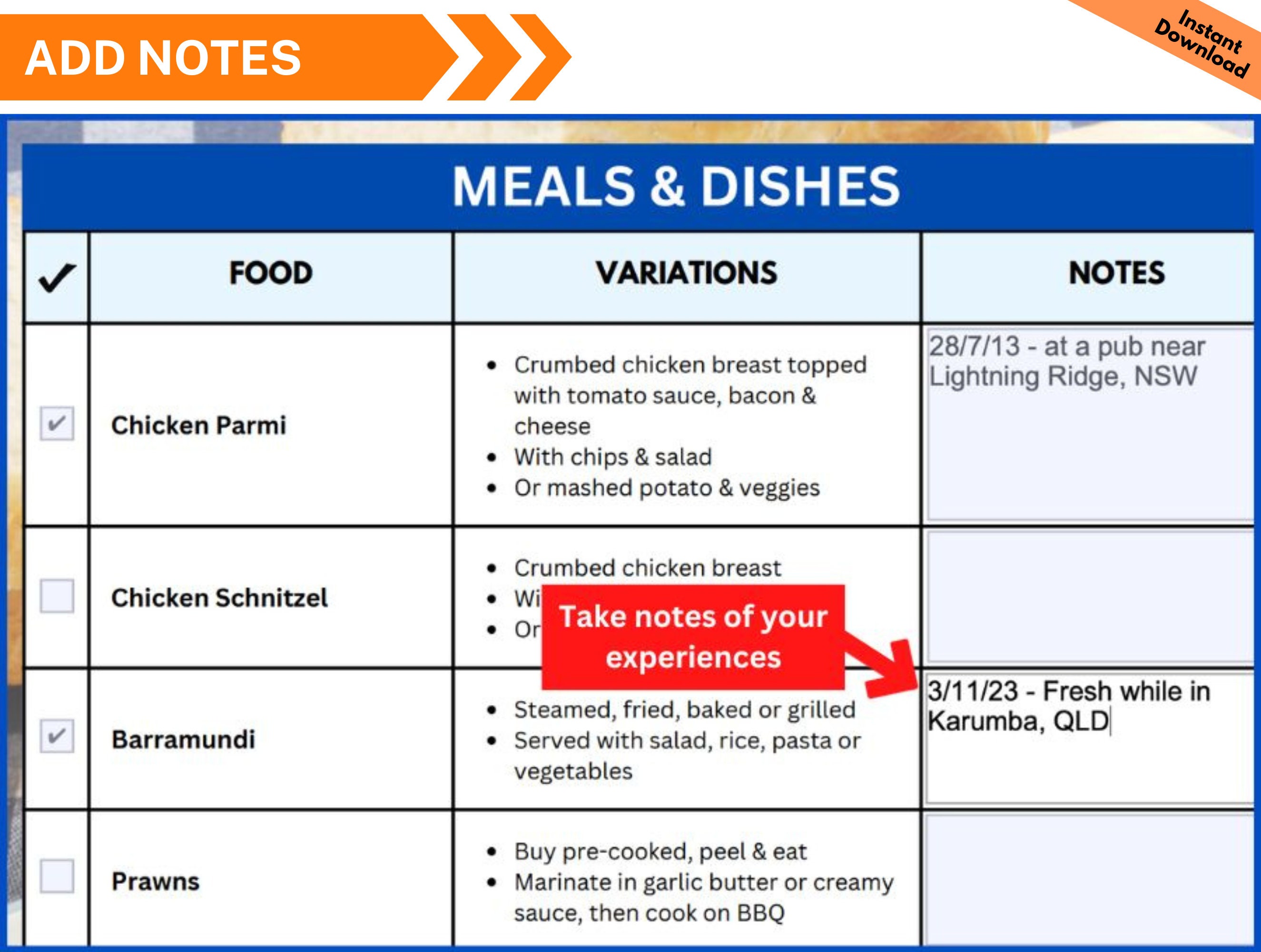 100 Iconic Aussie Foods Checklist Printable Digital Australia Day Games ...